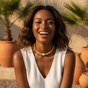 Collana di perle con citrino dorato