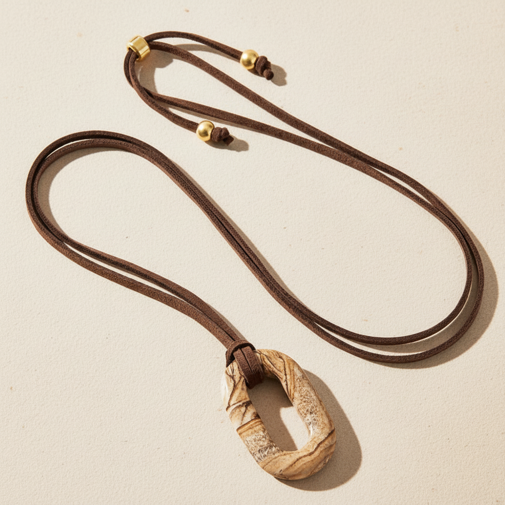 Collana Serenità Pietra Immagine in Camoscio