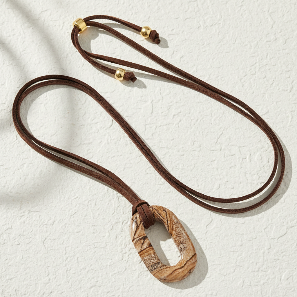 Collana Serenità Pietra Immagine in Camoscio