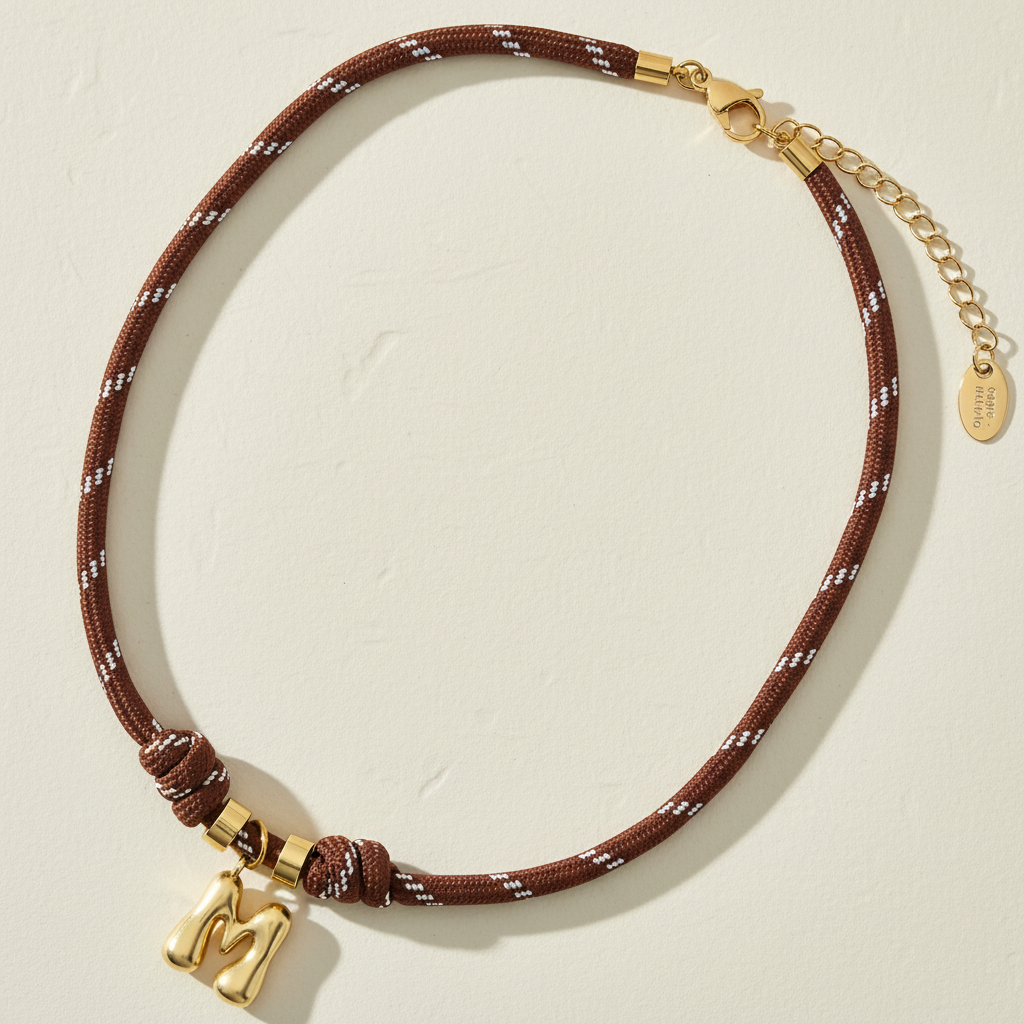 Collana con ciondolo a lettere a bolle dorate