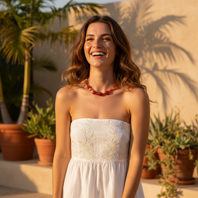 Collana Armonia in Agata Rossa e Perla