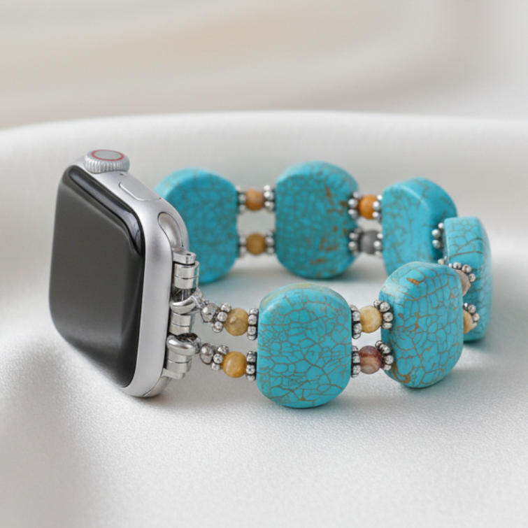 Cinturino elastico orizzonte in howlite turchese per Apple Watch