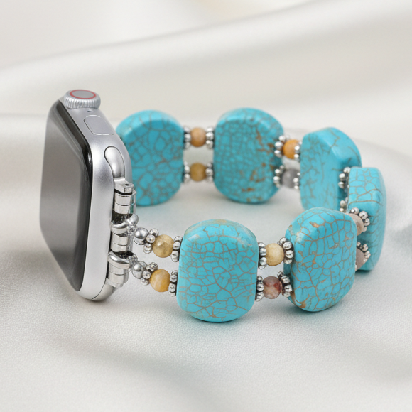 Cinturino elastico orizzonte in howlite turchese per Apple Watch