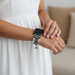 Cinturino elastico per Apple Watch in perla lunare di lusso