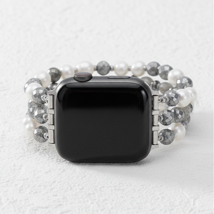 Cinturino elastico per Apple Watch in perla lunare di lusso