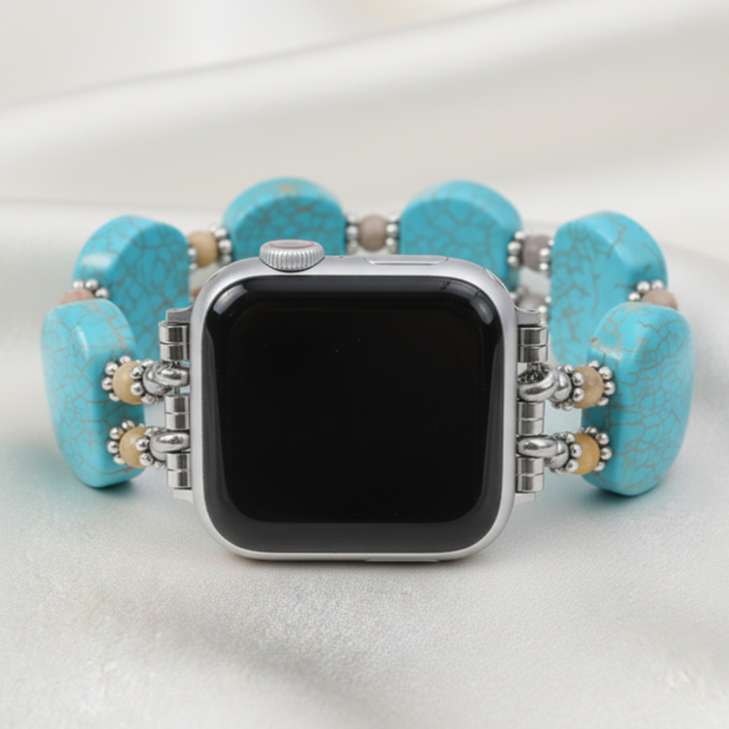 Cinturino elastico orizzonte in howlite turchese per Apple Watch