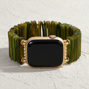 Cinturino elastico sobrio color oliva dorato per Apple Watch