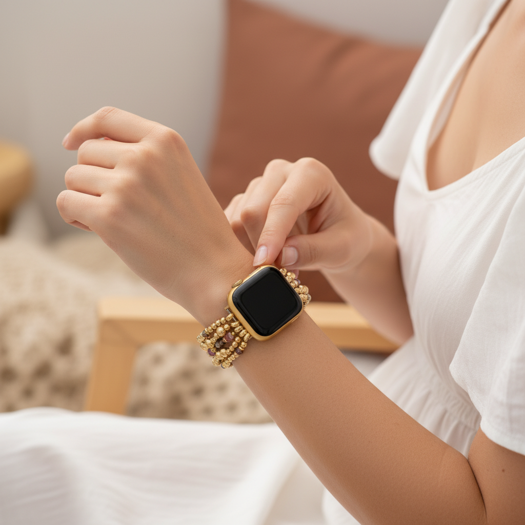 Cinturino elasticizzato Apple Watch Fioritura Rosata