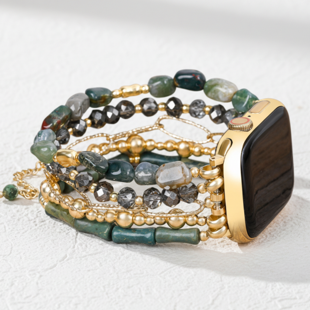 Cinturino elastico verde dorato per Apple Watch