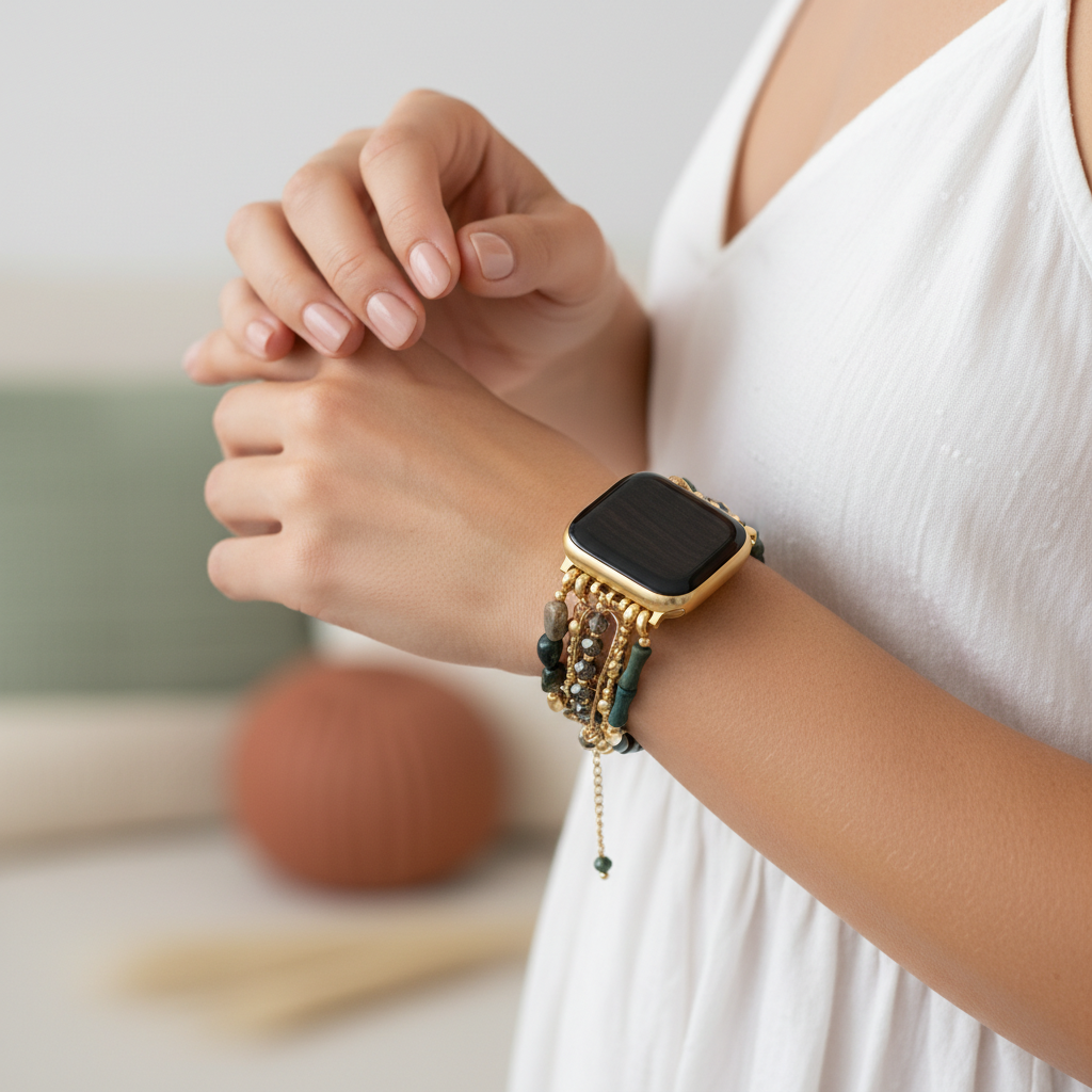 Cinturino elastico verde dorato per Apple Watch