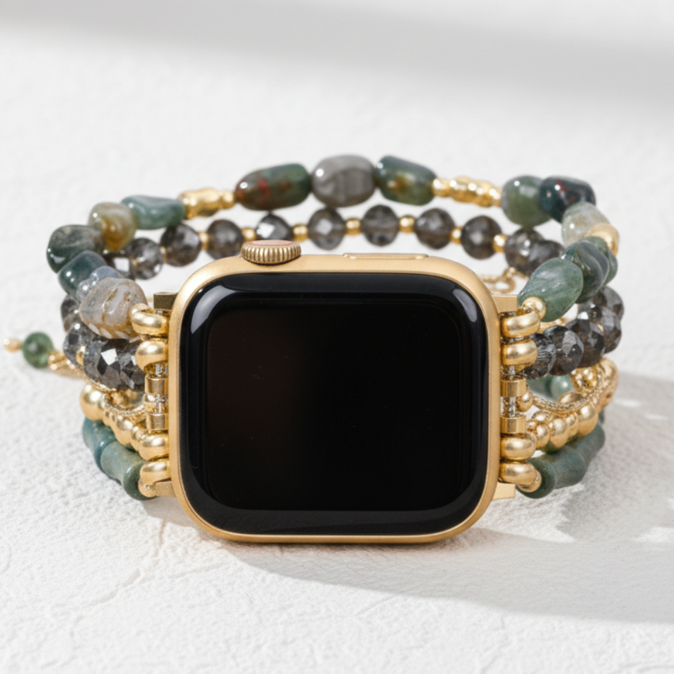 Cinturino elastico verde dorato per Apple Watch