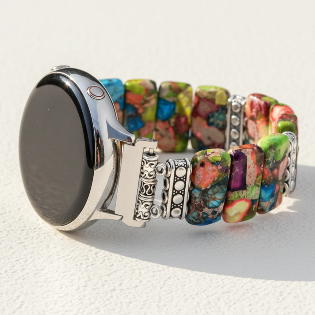 Elegante cinturino per orologio Samsung Galaxy Stretch a motivo floreale