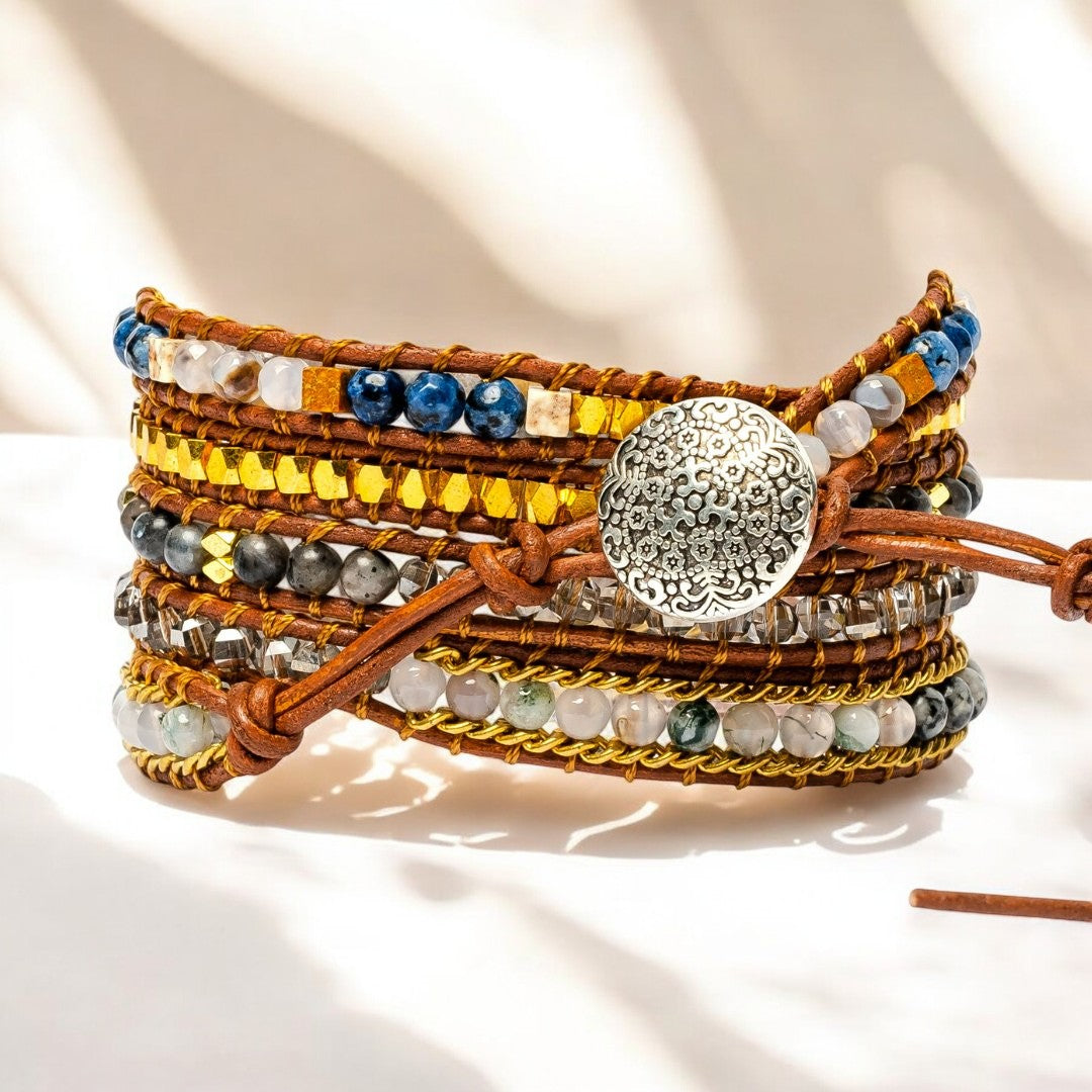 Bracciale avvolgente in Labradorite eterea