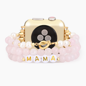 Cinturino Apple Watch elasticizzato al quarzo rosa amore materno