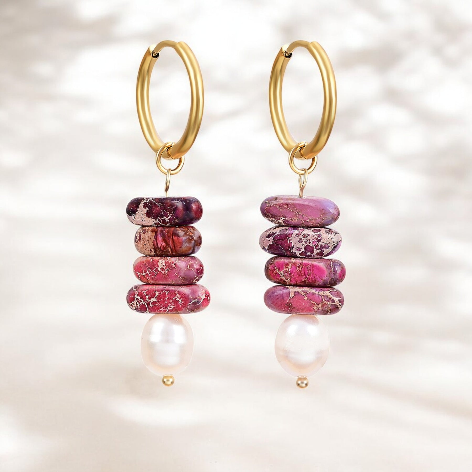 Gocce ad Orecchino in Perla Ocean Bliss e Giada Magenta