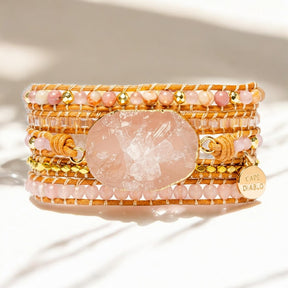 Bracciale in Quarzo Rosa Dorato