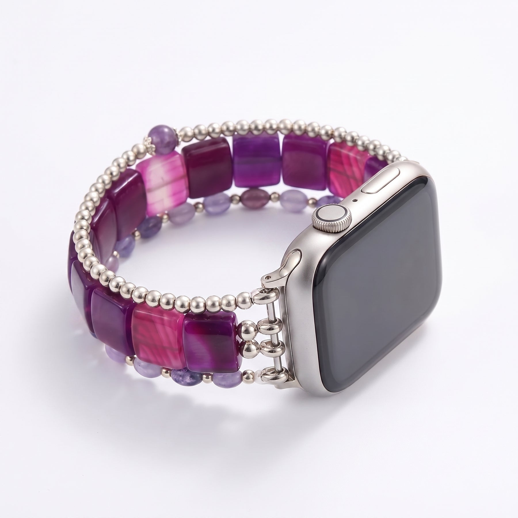 Cinturino elastico per Apple Watch Violet Hour Amethyst color argento