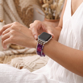 Cinturino elastico per Apple Watch Violet Hour Amethyst color argento