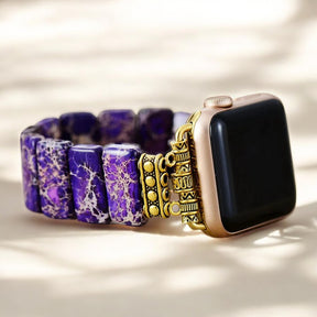 Cinturino elasticizzato Apple Watch in diaspro tibetano indaco