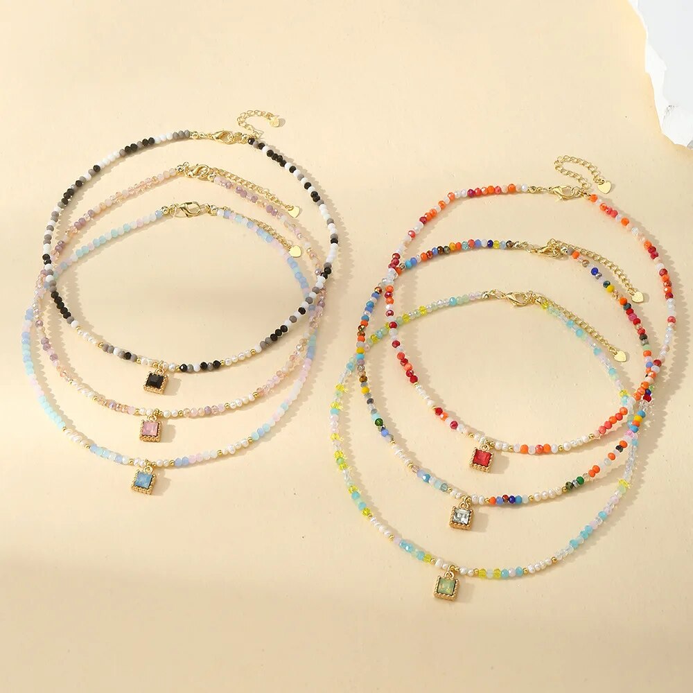 Collana girocollo in cristallo di gelo arcobaleno