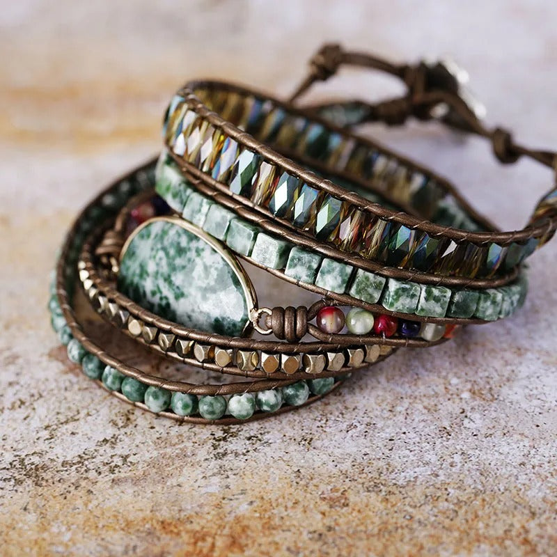 Bracciale avvolgente vintage verde