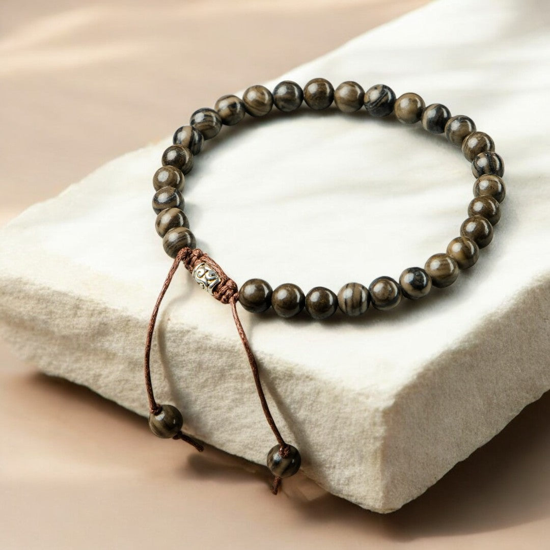 Bracciale da uomo in diaspro nero