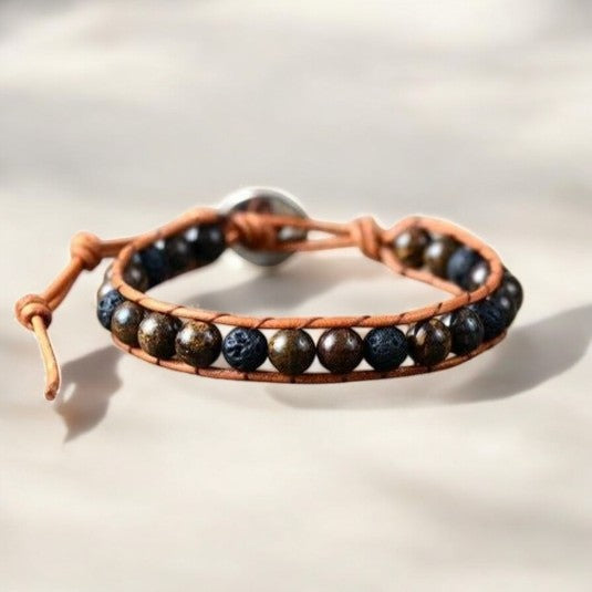 Bracciale da uomo in Bronzite e Lava