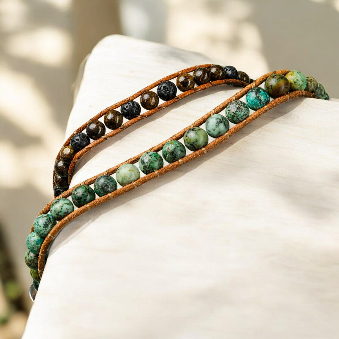 Bracciale da uomo in Bronzite e Lava