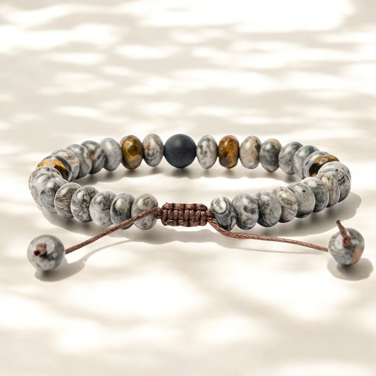 Bracciale da uomo in diaspro e occhio di tigre