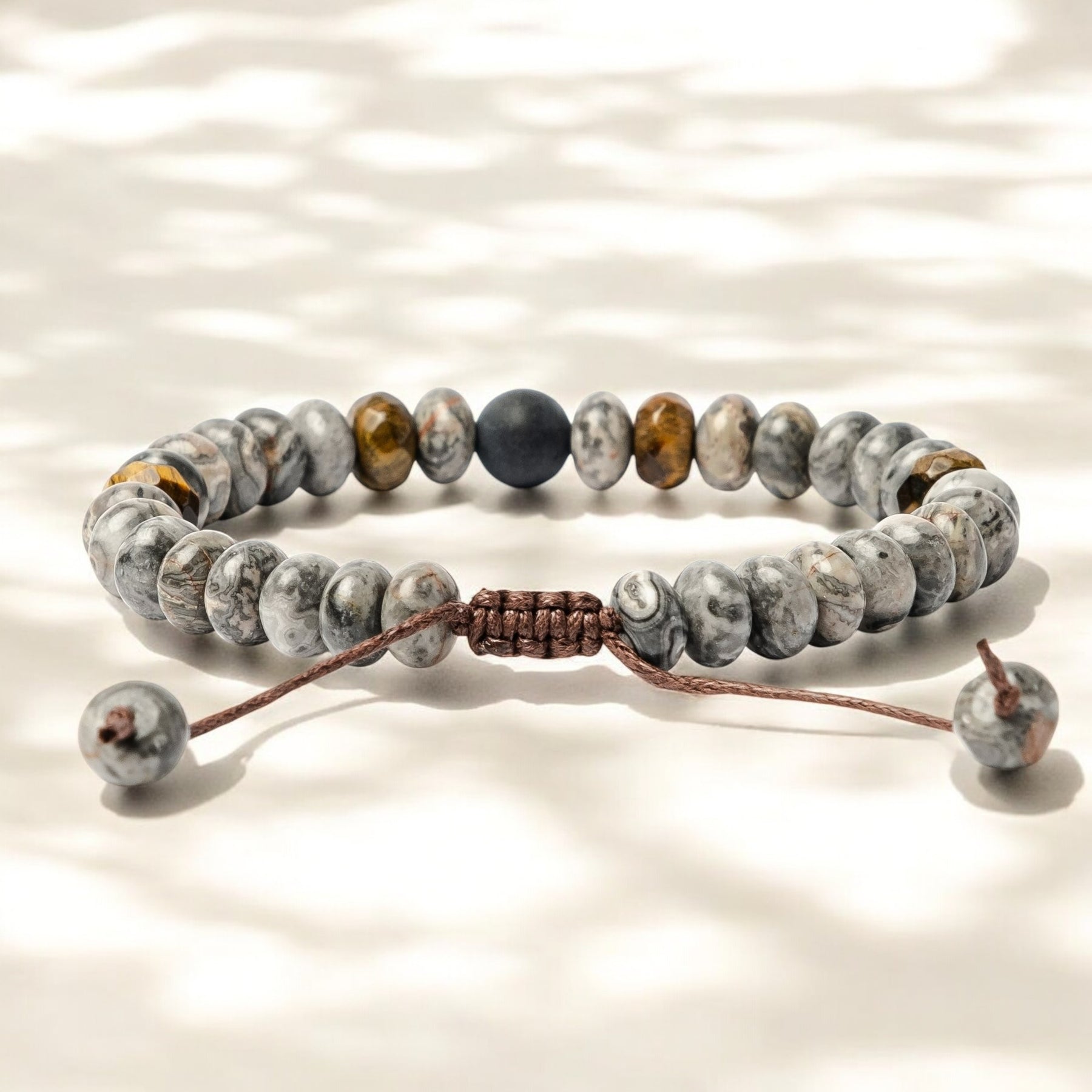 Bracciale da uomo in diaspro e occhio di tigre
