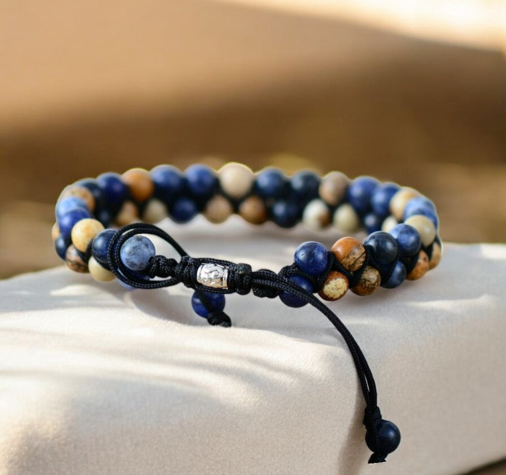 Bracciale da uomo in sodalite diaspro