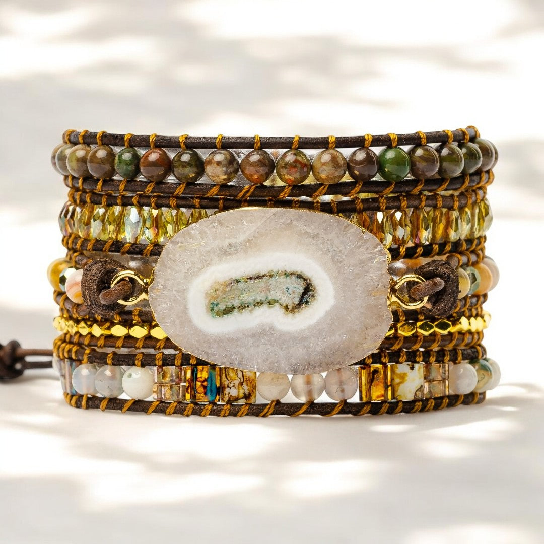 Bracciale avvolgente in agata Dea della Luna