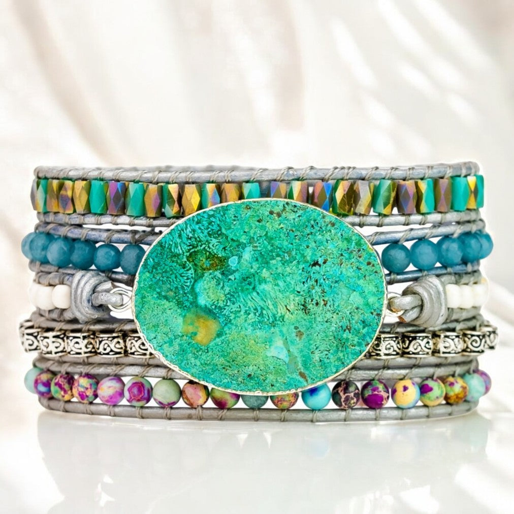 Bracciale avvolgente protettivo in Ocean Jasper
