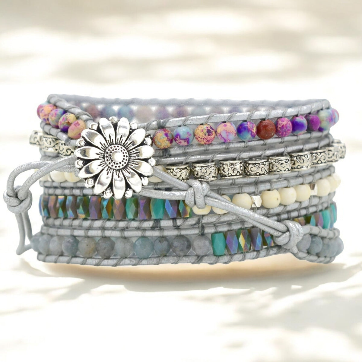 Bracciale avvolgente protettivo in Ocean Jasper