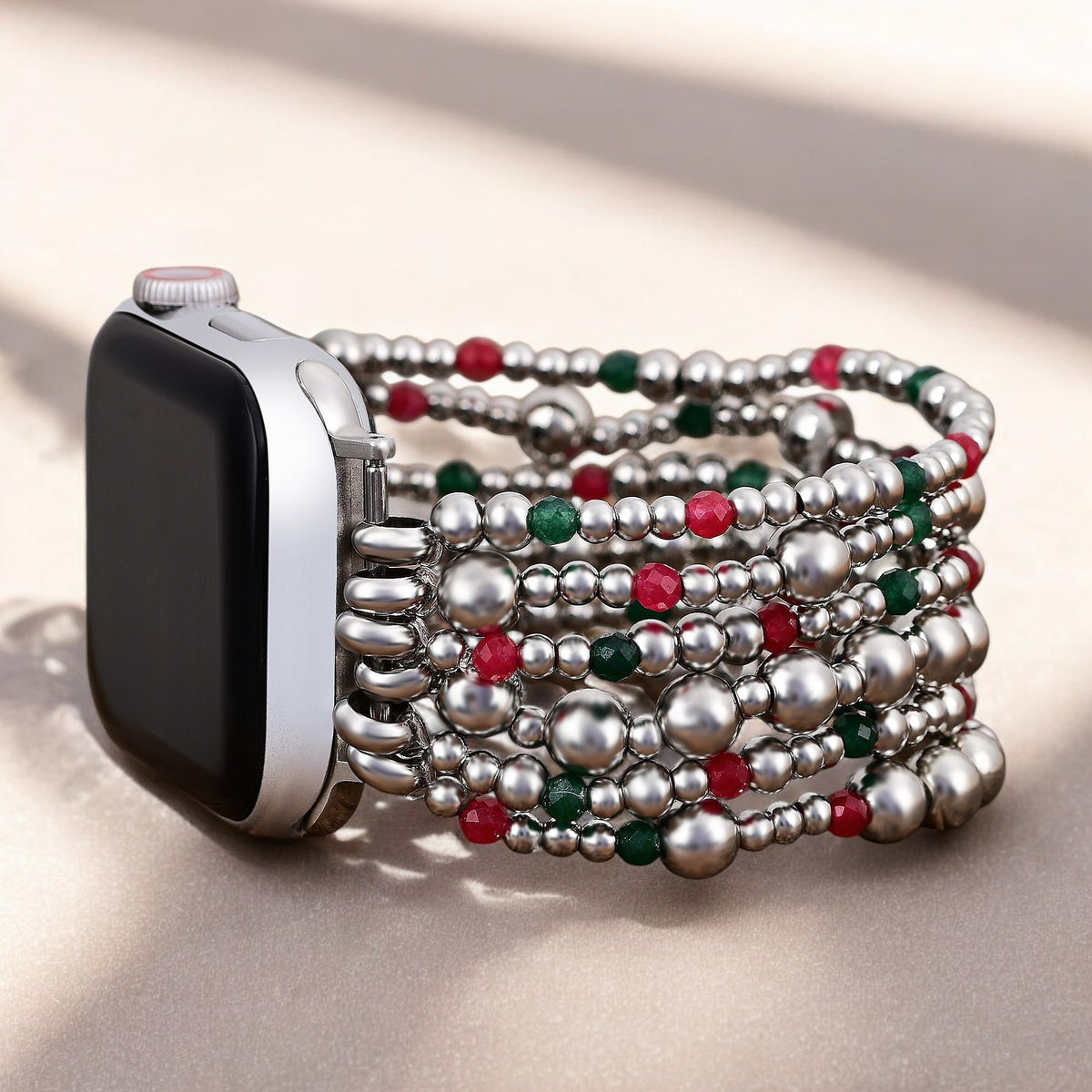 Cinturino elastico magico argento natalizio per Apple Watch