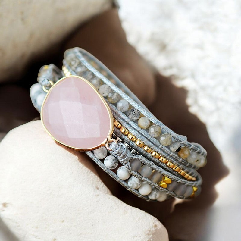 Bracciale Avvolgente Amore di Quarzo Rosa