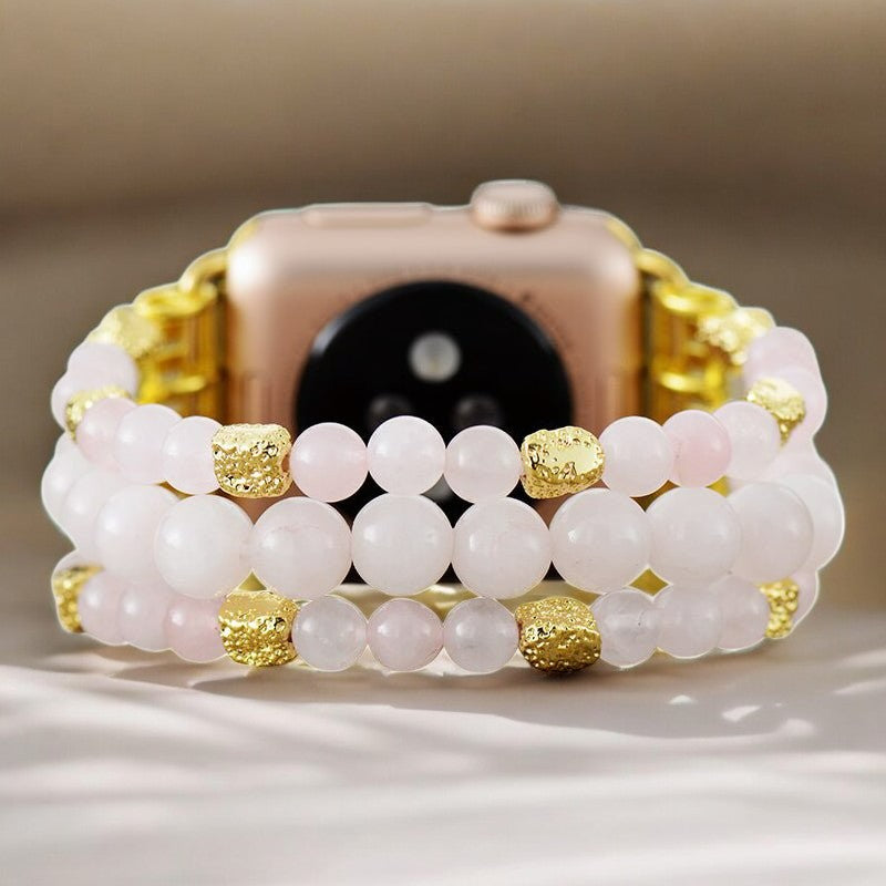 Cinturino elasticizzato Apple Watch in Quarzo Rosa