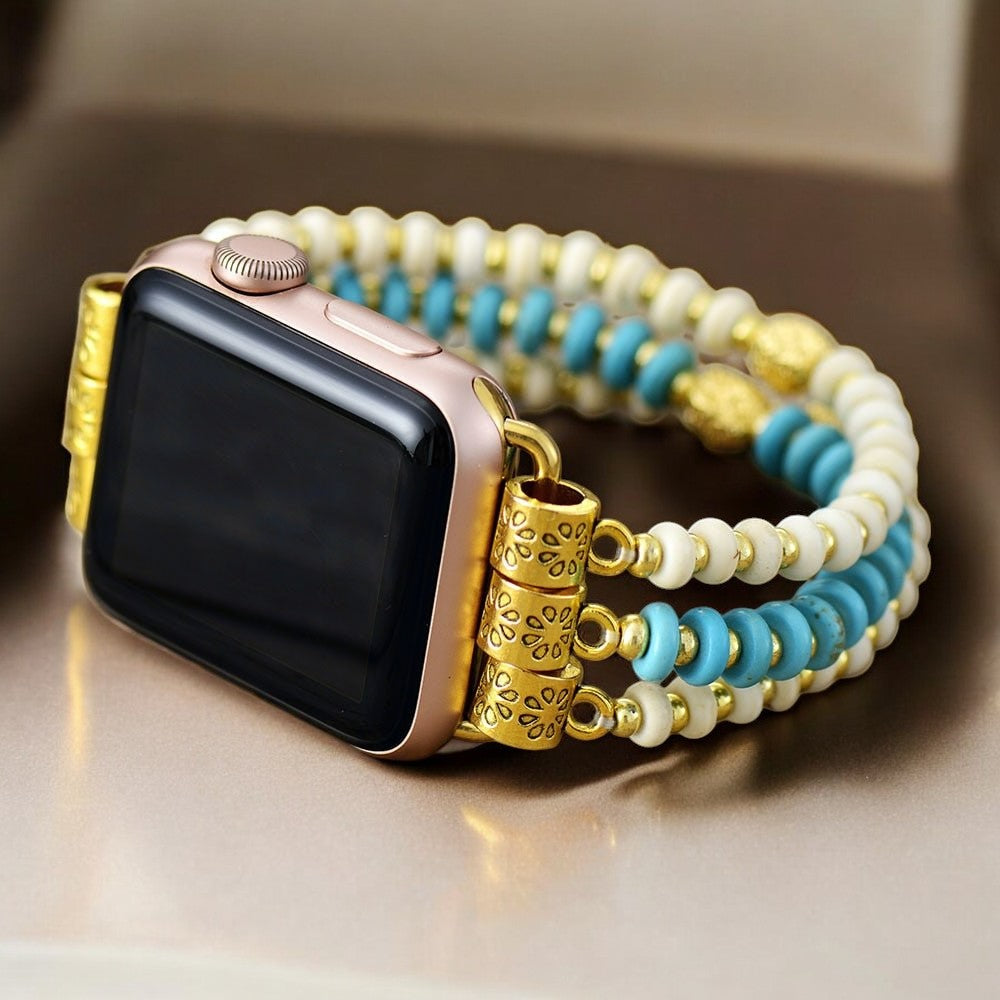 Cinturino elasticizzato in Howlite turchese per Apple Watch