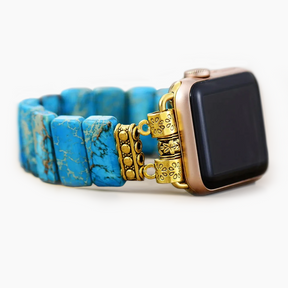 Cinturino Apple Watch elasticizzato in diaspro tibetano turchese