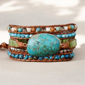 Bracciale avvolgente in Giada Ocean Jasper intrecciata