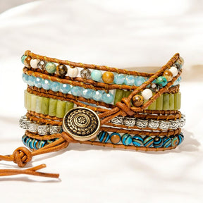 Bracciale avvolgente in Giada Ocean Jasper intrecciata