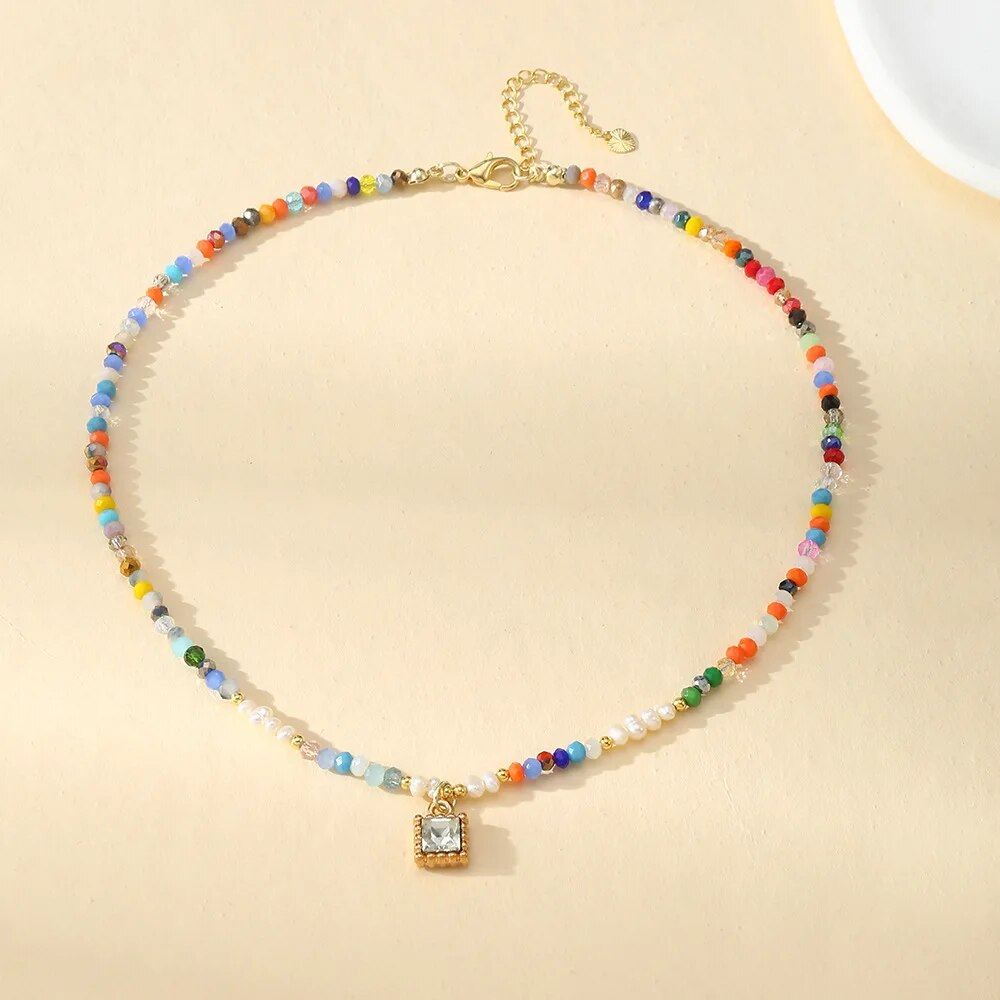 Collana girocollo in cristallo di gelo arcobaleno