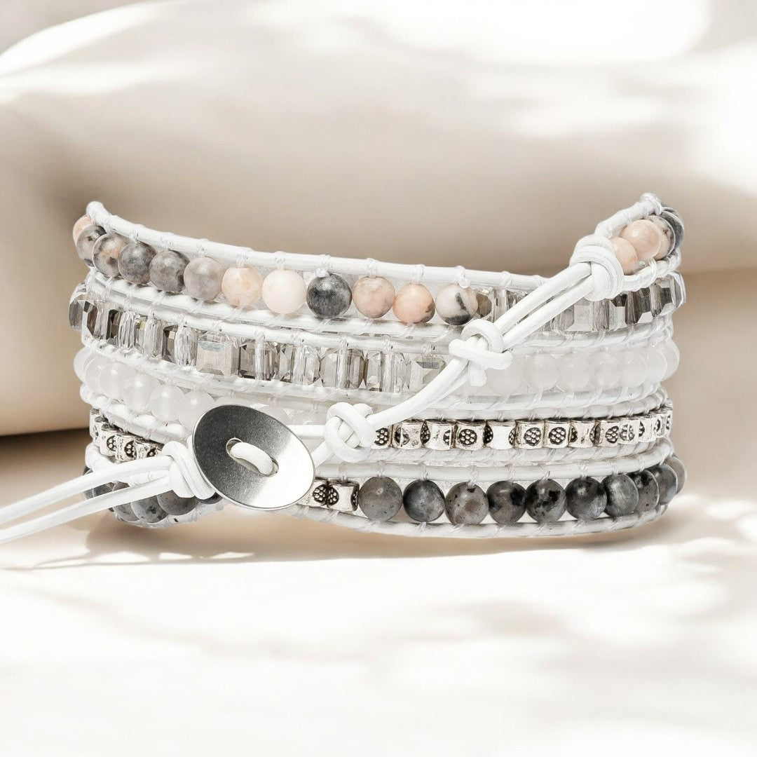 Bracciale avvolgente in Labradorite bianca