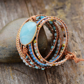 Healing Amazonite Protection Wrap Bracelet - Cape Diablo